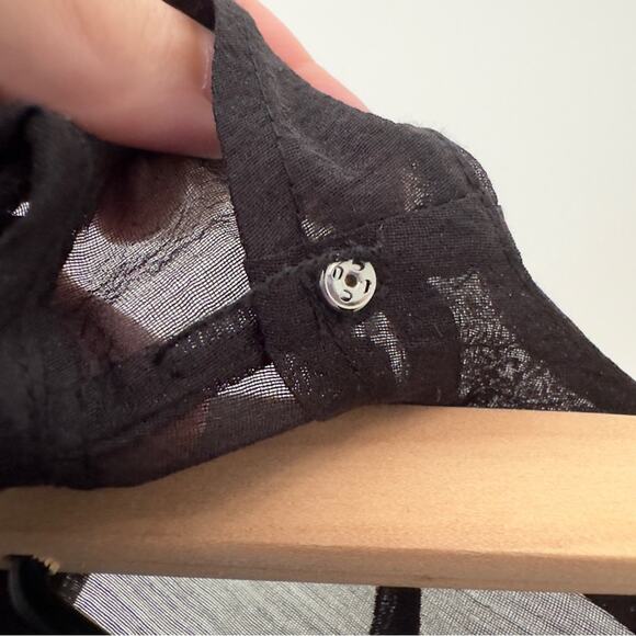 Good American Sheer Tulle Crepe Dress Overlay Button Down Puff Long Sleeve Black - Picture 8 of 12